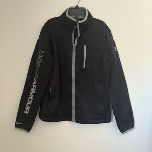 Under Armour Boys Storm Softshell Jacket Black Full Zip Size M 8/10